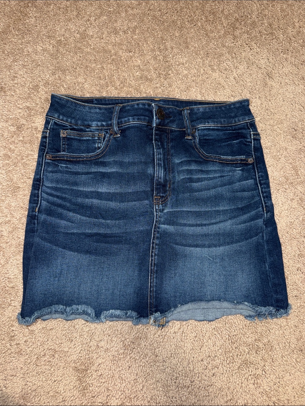 American Eagle Outfitters Dark Blue Denim Midi Skirt - 10 Long